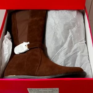 Shoedazzle OTK Faux-Suede Brown Flat Boots
